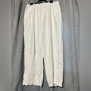 Old Navy High Waisted White Linen Blend Wide Leg Beach Resort, Size XL